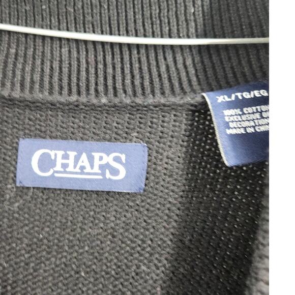 Chaps Black Button Front Knit Cardigan Sweater Womens Size Extra Large XL - Picture 3 of 4